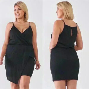 Clothing Obsessed Company Surplice Black Mini Dress Size 2X NWT